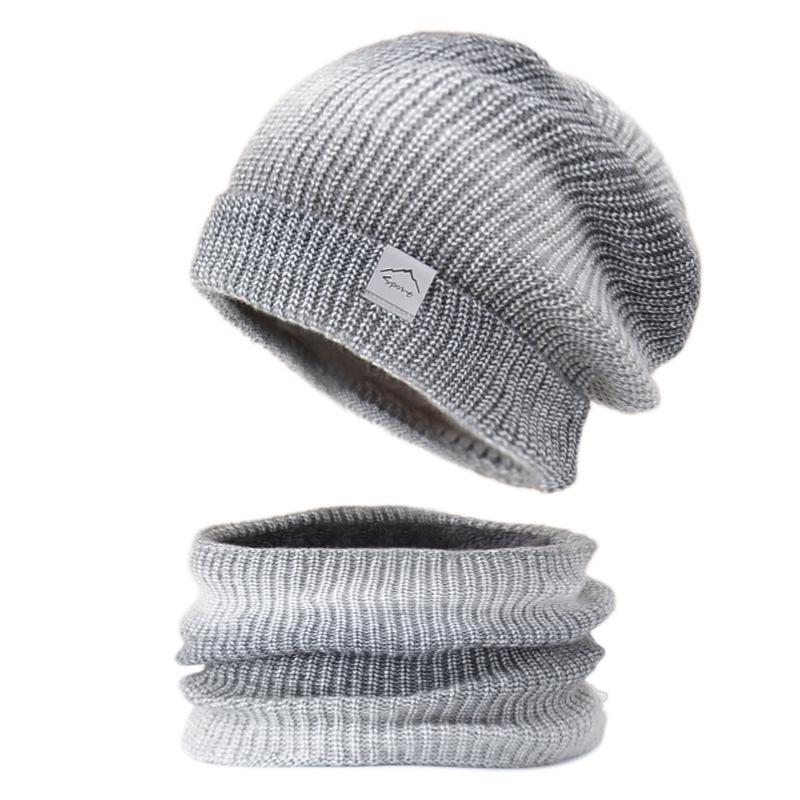 Gradient Korean-Style Knitted Hat Set: Warm, Thick, Cold-Proof with Ear Protection for Autumn & Winter
