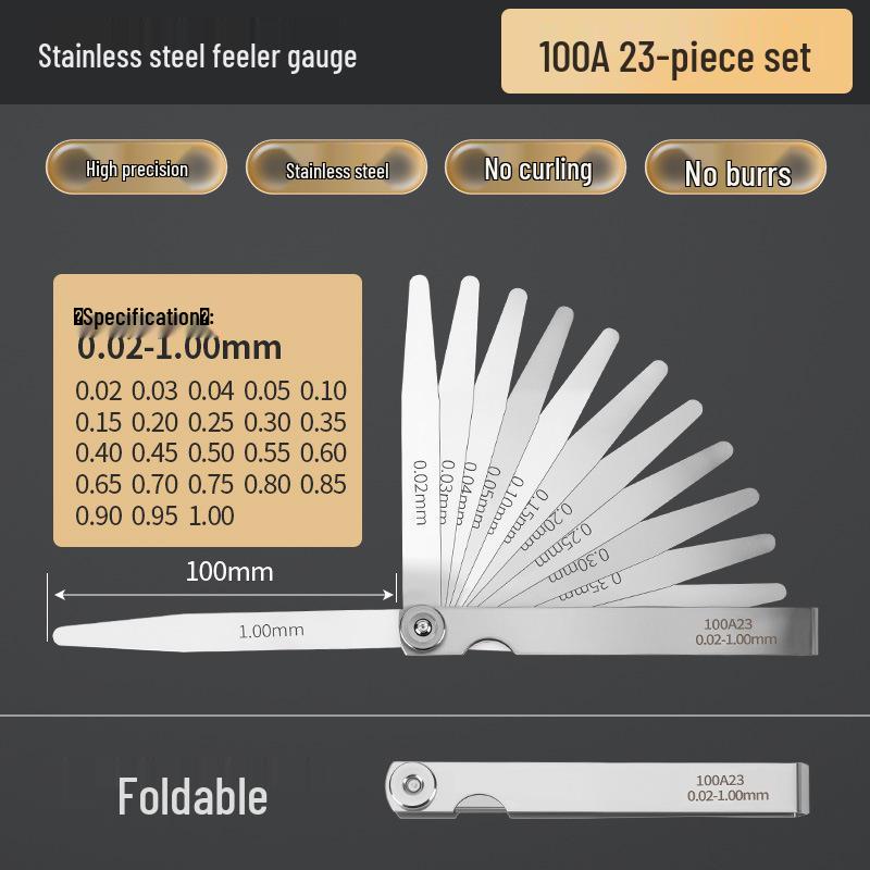 Stainless Steel High Precision Feeler Gauge Set for Valve Clearance Measurement