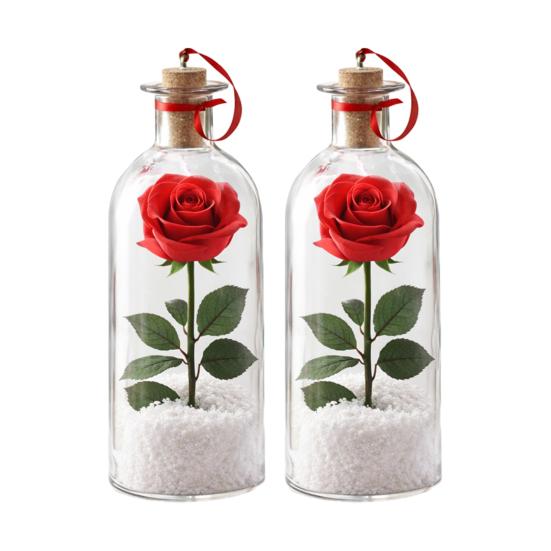 1/2/3 Bucăți Ornament Trandafir cu Voce Înregistrabilă cu Redare Dop Sticlă Transparentă Sticlă Mesaj Vocal cu Trandafir în Interior Decorațiune Festival Suvenir de Sărbătoare Cadou