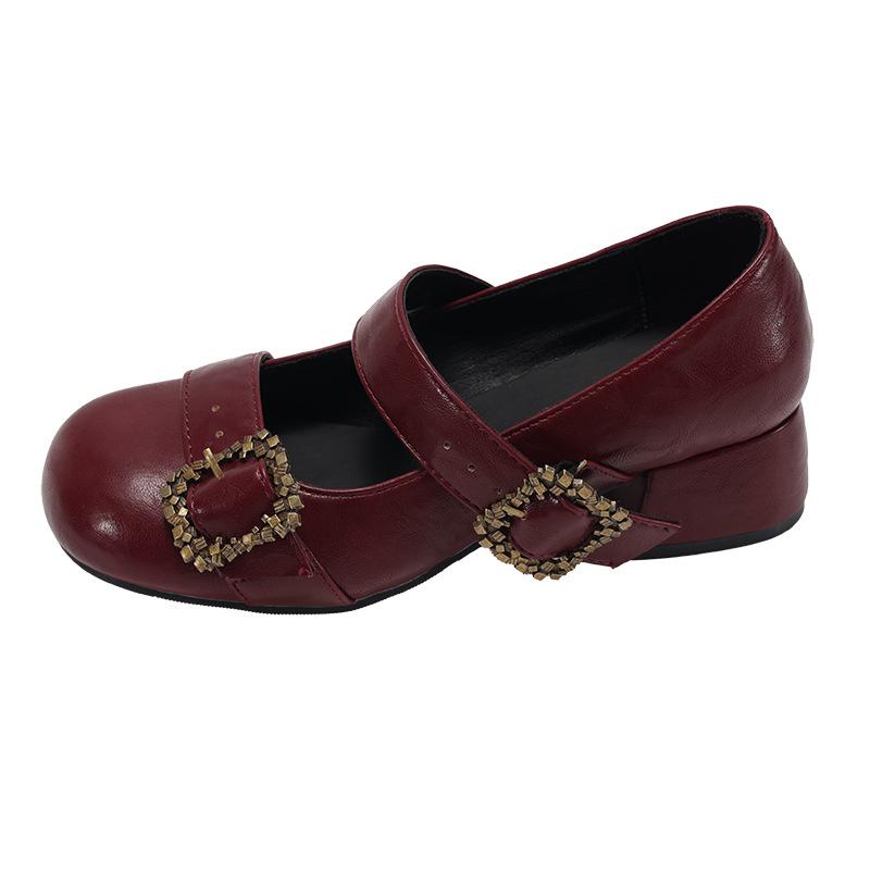 Retro Explosion Black French Thick Heel Light Mouth Single Shoes Women's 2025 New Autumn Skirt Heightening Mary Jane Shoes