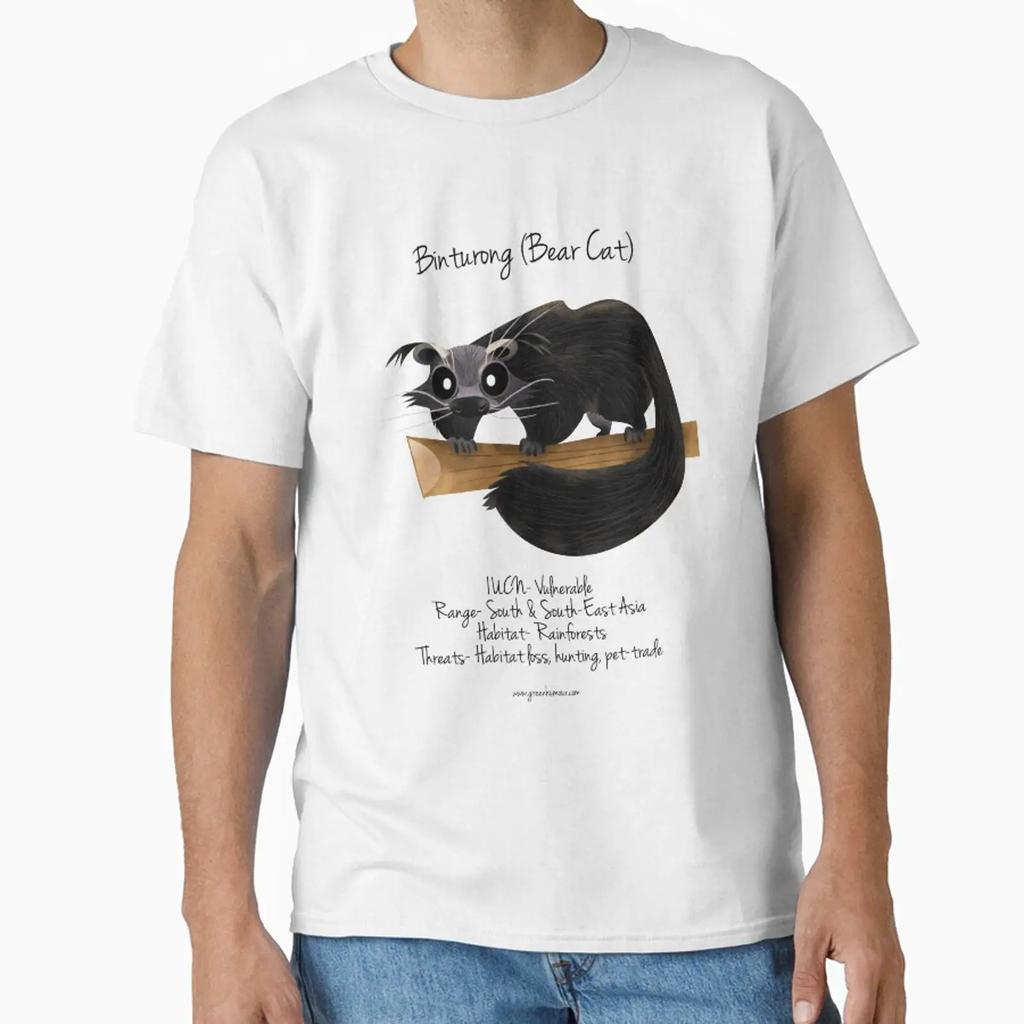 Binturong Bear Cat Designed And Sold By Green Humour Vintage Versatile Unisex Homme Casual Streetwear Designer Clothes