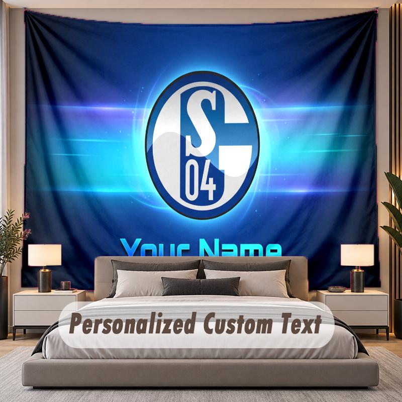 Custom Name Text Tapestry Schalke 04 FC Personalized Polyester Wall Tapestry For Bedroom And Room