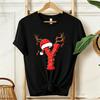 Cute Cartoon Xmas Initial A~Z Graphic T Shirts Christmas Reindeer Lights Print T-Shirts Holiday Party Family Matching Tshirts