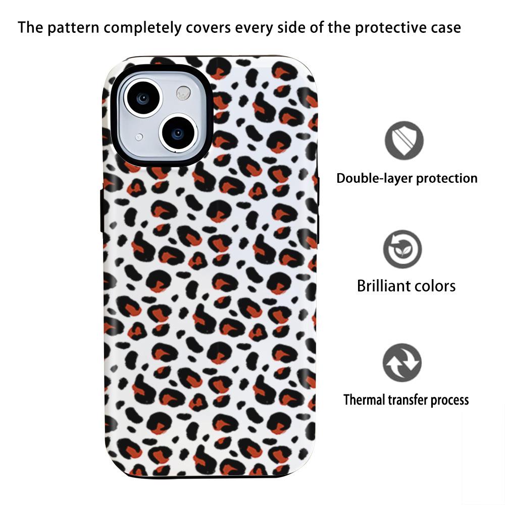 Sweet and cool babe feeling full of wild leopard print Apple 17 mobile phone case iPhone12promax 2-in-1 protective case