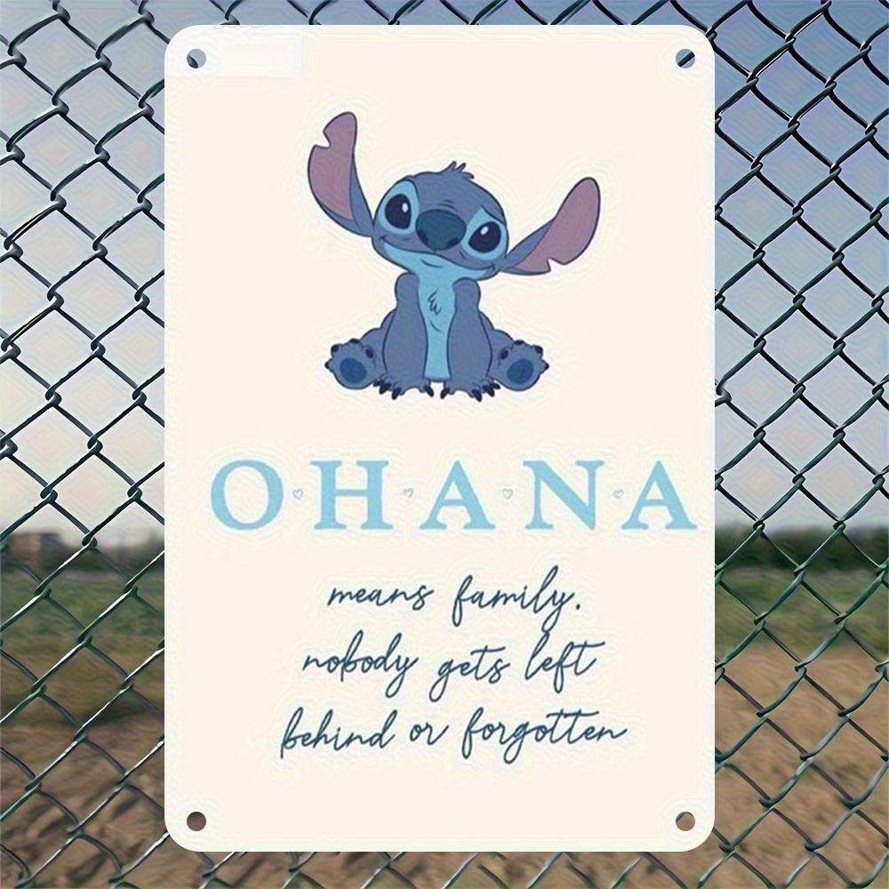 1pc Stitch Metal Wall Art Sign 8"x12" - Ohana Means Family Retro Plaque with Stitch Character, Durable Metal Home Decor for Nurs