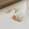 Classic Silver Needle Vintage Simple Love Heart Stud Earrings for Women Temperament White Enamel Cute Earring Korean Jewelry