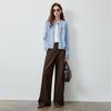CHUYY Fall 2026 Crew Neck Knit Cardigan with Plaid Embroidery
