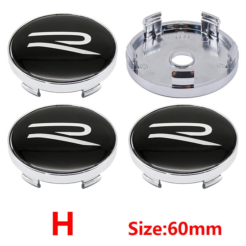 Pour VW VOLKSWAGEN Nouveau 4pcs 56mm Emblème de Roue de Voiture Autocollant Central 60mm Cache-Moyeux de Roue Accessoire Pour VW golf Passat R Rline GTI