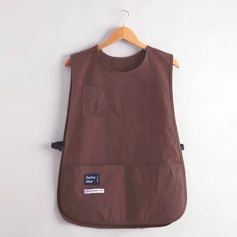 

1pcs Unisex Water-Resistant Apron Vest Breathable Kitchen & Coffee Shop Workwear with Pocket OneSize коричневий