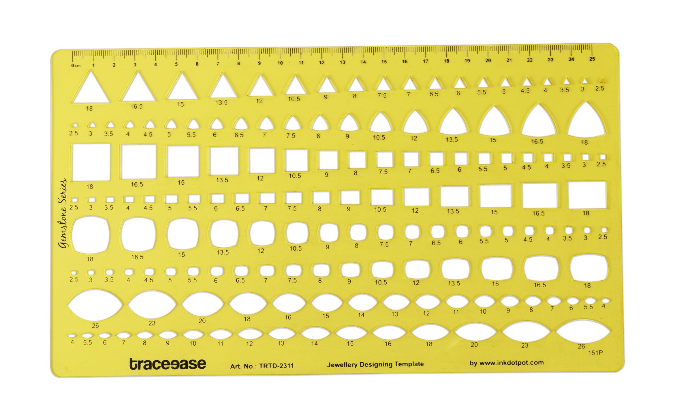 

Traceease Jewelry Templates For Trillion/Square/Marquise Gemstone Shape Guide Drafting Tools Jewellery Designing Stencils 10.7 x 6.1 Inches жёлтый