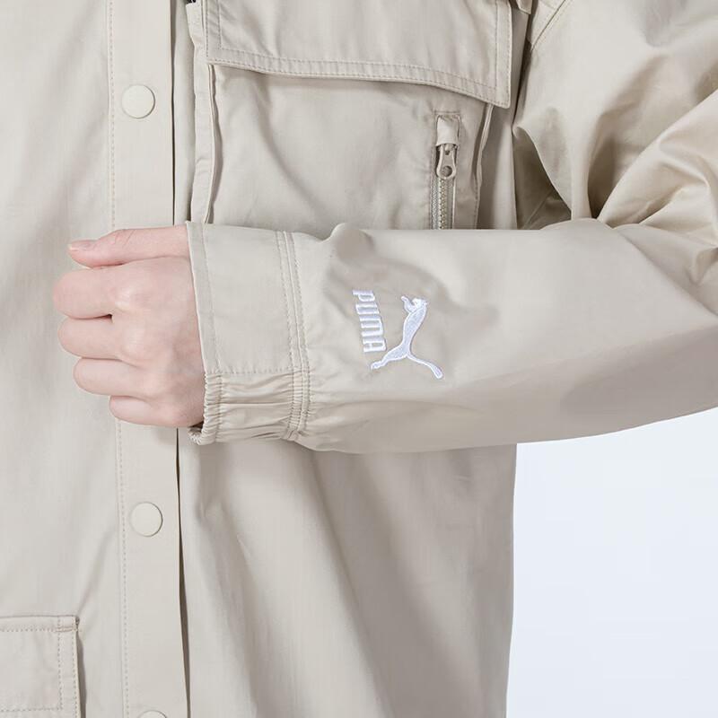 Puma Solid Color Sports Cardigan With Lapel Casual Woven Jacket Women Jacket Off-White 536881-64