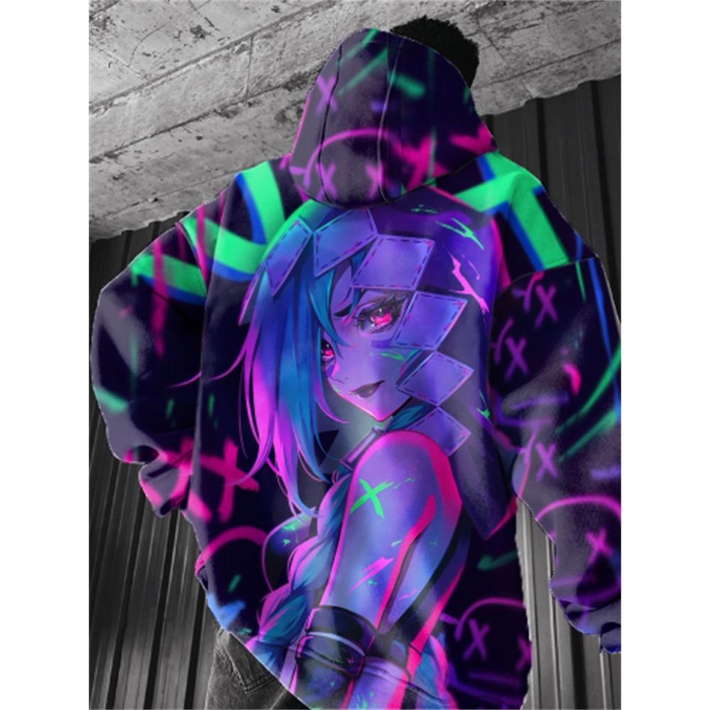 Popular Anime Arcane League Jinx Hoodies 3D Printing Men/Women Cartoon Tracksuit Sweatshirt Long Sleeve Pullover Man Hoodied