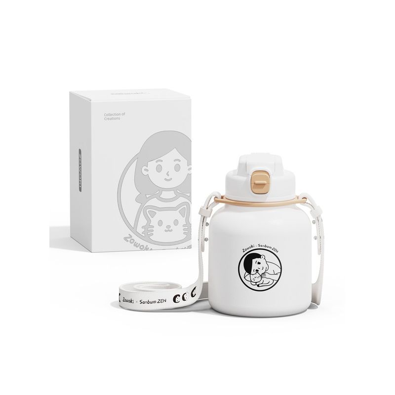 High-Capacity Thermos Cup with a Cute Design and a Drinking Spout for Women, Suitable for Children and Students, Can Be Worn Cross-Body Co-Branded Komatsu