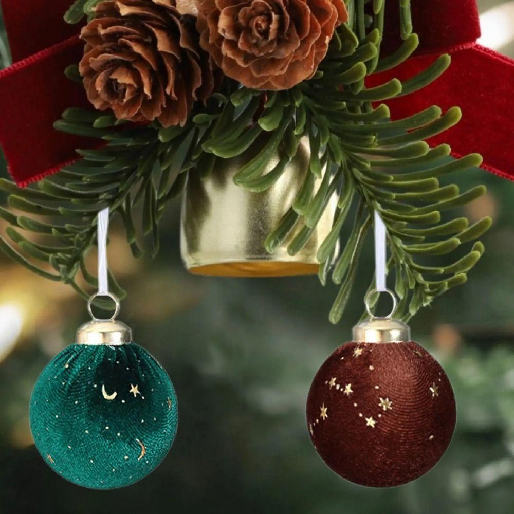 12Pcs/set Creative Flocking Christmas Ball Shiny Xmas Tree Hanging Pendants  Party Decorations