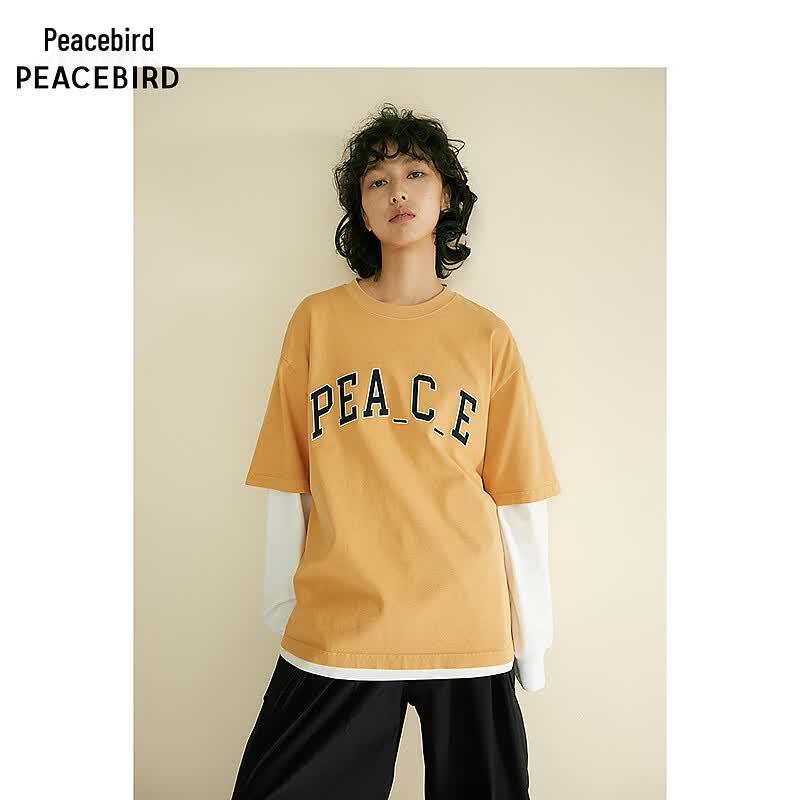 PEACEBIRD Men s B2CNE3129 Letter Print Loose Fit T-shirt S