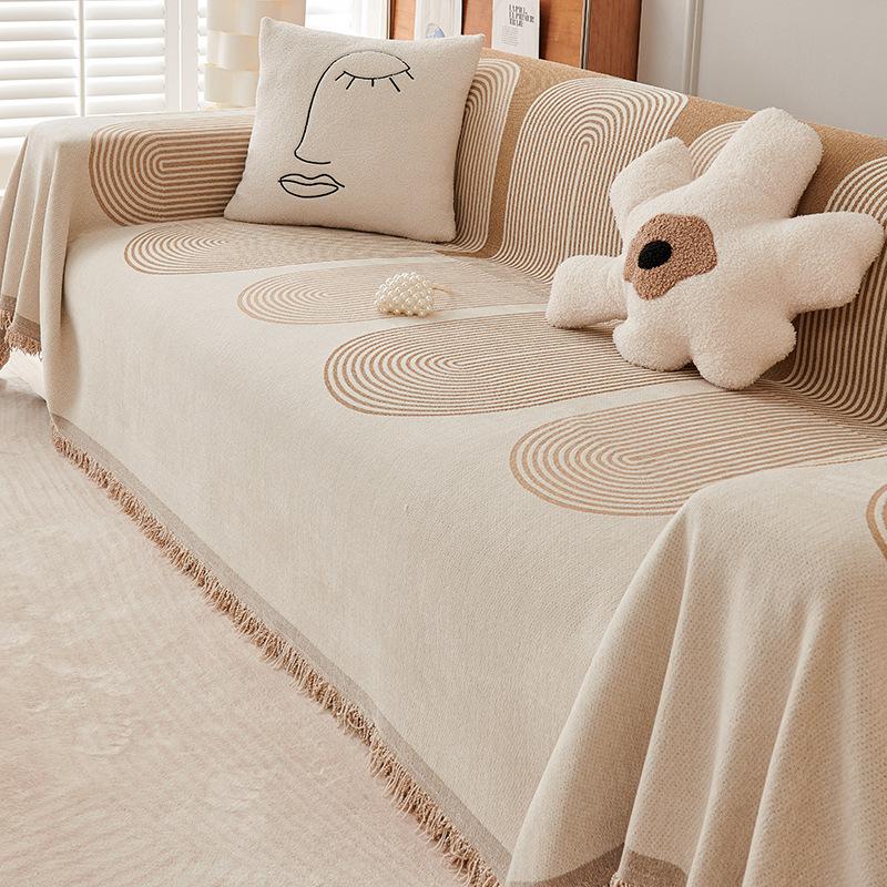 Chenille Four Seasons Universal Line Solid Color Minimalist Home Bedroom Living Room Sofa Integrated Full Cover Towel Cloth