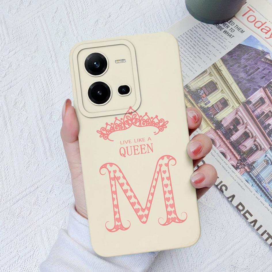 For Vivo V19 V19 Neo V27 Pro V25E V20 V21E V23E V20SE Case Shockproof Cover Luxury Letters Crown Square Soft Liquid Silicone For Vivo Bumper Shell