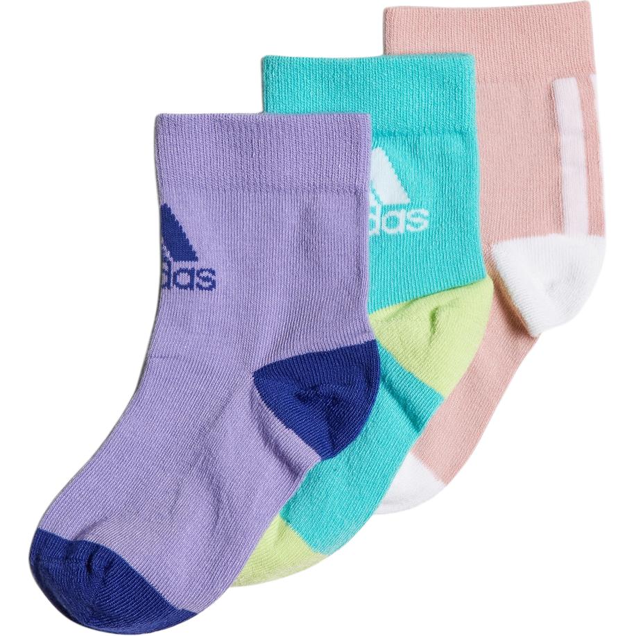 Adidas Socks 3 Pack Gray Purple Green Kids  HC2630 KXXL