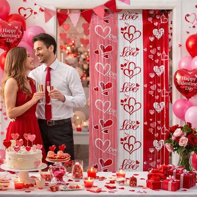 1×2 Cm Valentine's Day Rain Curtain Sparkling Romantic Heart-shaped Hanging Curtain Exquisite PET Love Curtain
