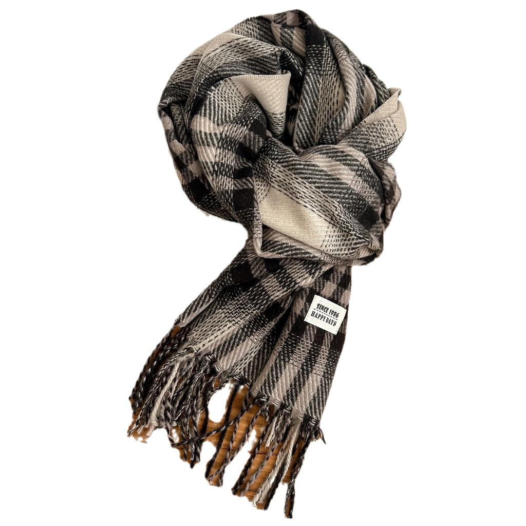 Autumn and winter new scarf for women, Korean version cashmere thickened student warmth, cozy atmosphere scarf for men, houndstooth versatile