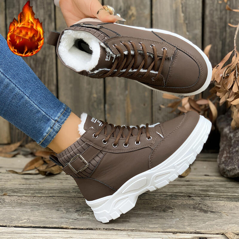 Ciepłe Grube Pluszowe Sneakersy Damskie Zimowe Wygodne Gruba Podeszwa Antypoślizgowe Futrzane Śniegowce Wodoodporne Buty Turystyczne Duży Rozmiar 45