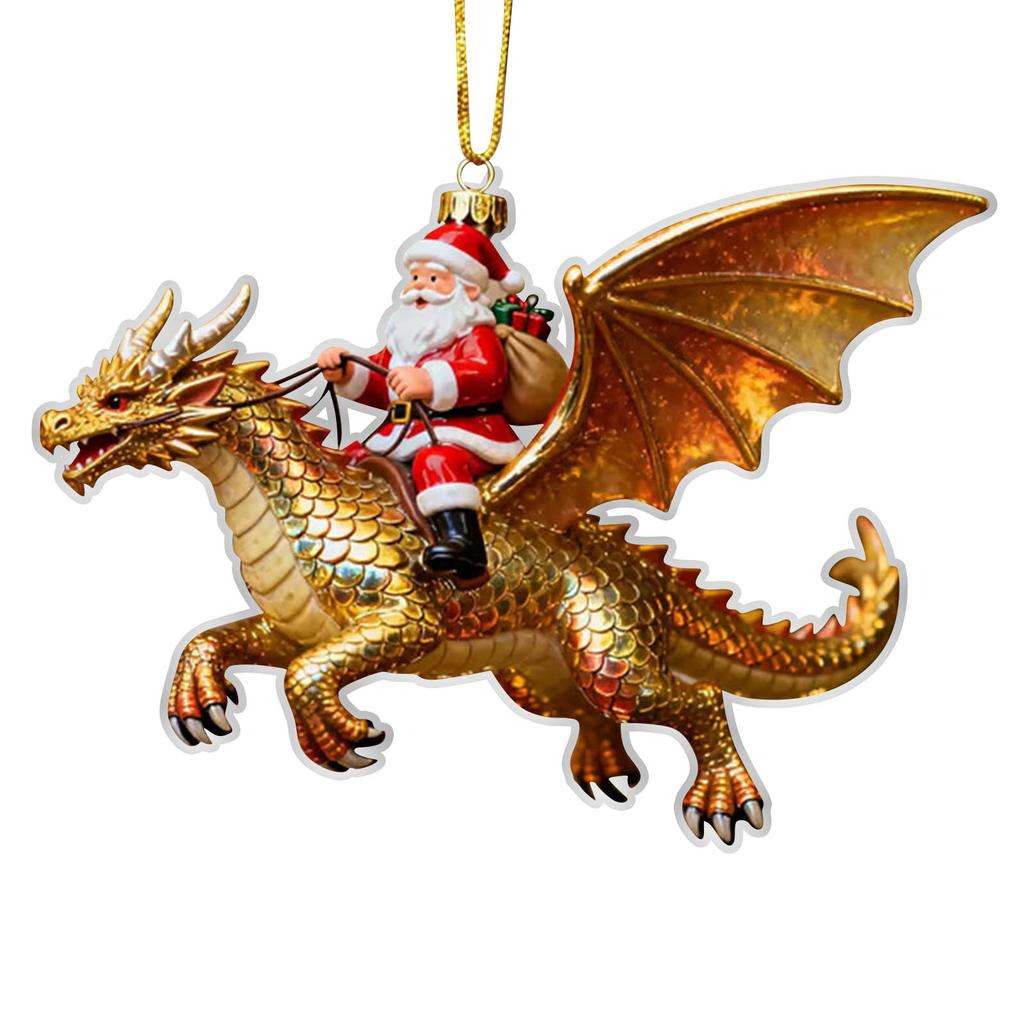 Christmas Ornament, Christmas Acrylic Single-sided Ornament, Riding A Dragon, The Dragon-riding Gift-giving