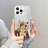 Vintage Art Hand Drawn Flowers Laser Phone Case For iPhone 17 16 Pro Max 15 14 Pro Max Plus 13 Mini 12 11 Pro Max Cover Fundas
