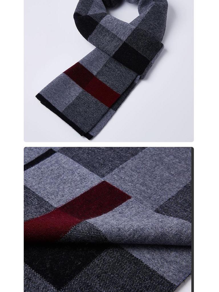 100% Pure Wool Men's Knitted Scarf - New Autumn/Winter Korean Style, All-Match Thick Warm Neck Scarf, Gift Box Included