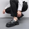 Fashion Thick soled men's loafers Fashion color blocking design style Daily Outdoor Trendy Party street leather shoes youth Black -45
