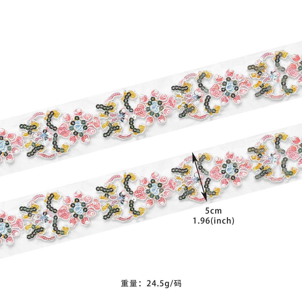 Pink Embroidery Mesh Hollow Beads Barcode Clothing Lolita Skirt Bag Decorative Sequins Lace Accessories
