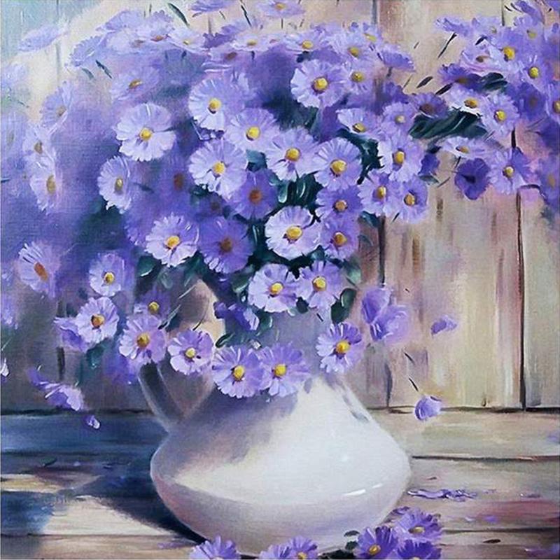 5d Diamond Painting Full Drill Round Flowers Diamond Embroidery Sale Plant Landscape Rhinestones Mosaic Children's Room Decor