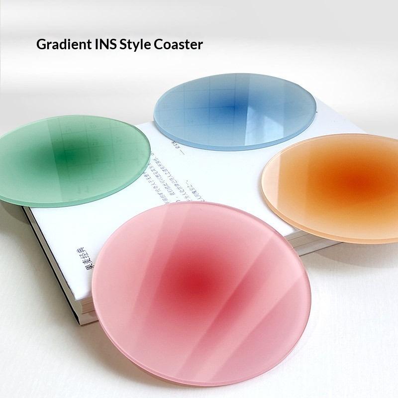 Simple And Creative Color Gradient Coaster With Round Bowl And Plate Mat Perfect For Coffee Shops Tea Houses Or As A