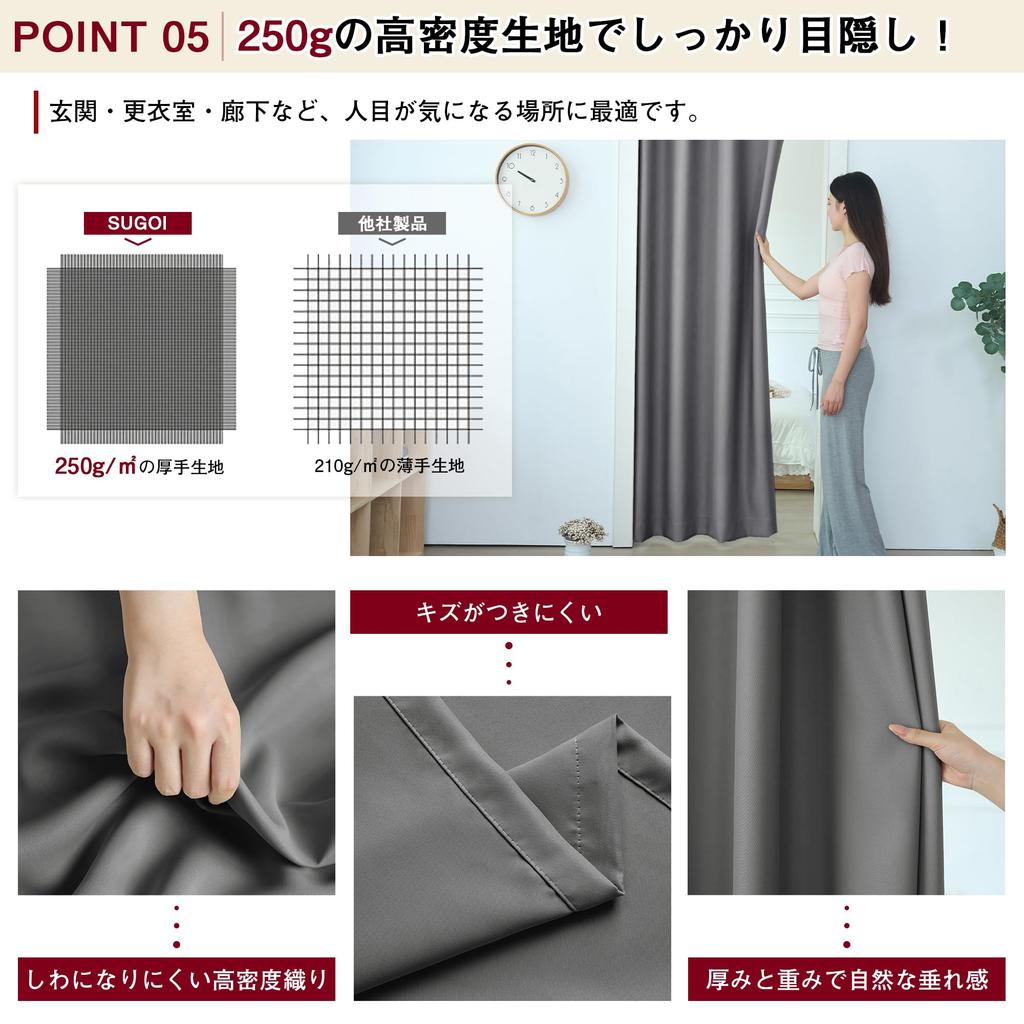 SUGOI Level 1 Light Room Divider with Tension Insulated Grommet Easy High Mildew Door Curtain for Dressing and Living Includes 1 Panel Curtains,