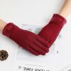 New Female Autumn Winter Non-Inverted Velvet Cashmere Full Finger Warm Lace Gloves Women Cotton Touch Screen Gloves G82