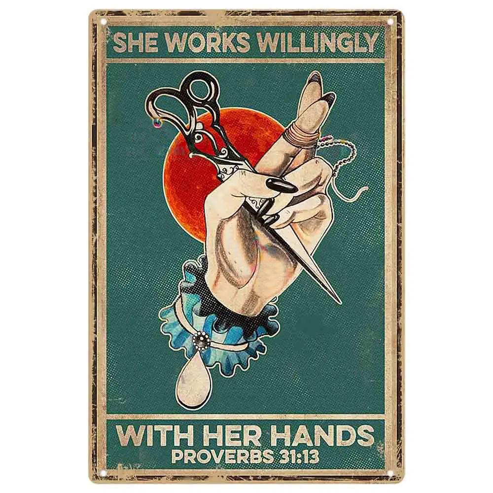 Vintage Kuaför Metal Teneke Tabelalar Kuaför Metal Posterleri Berber Dükkanı Güzellik Salonu Ev Kahve için