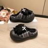 Fashion and Warm Outer Wear Comfortable Bag Head Slippers Women's Autumn and Winter New Bow Plush Cotton Slippers Women's