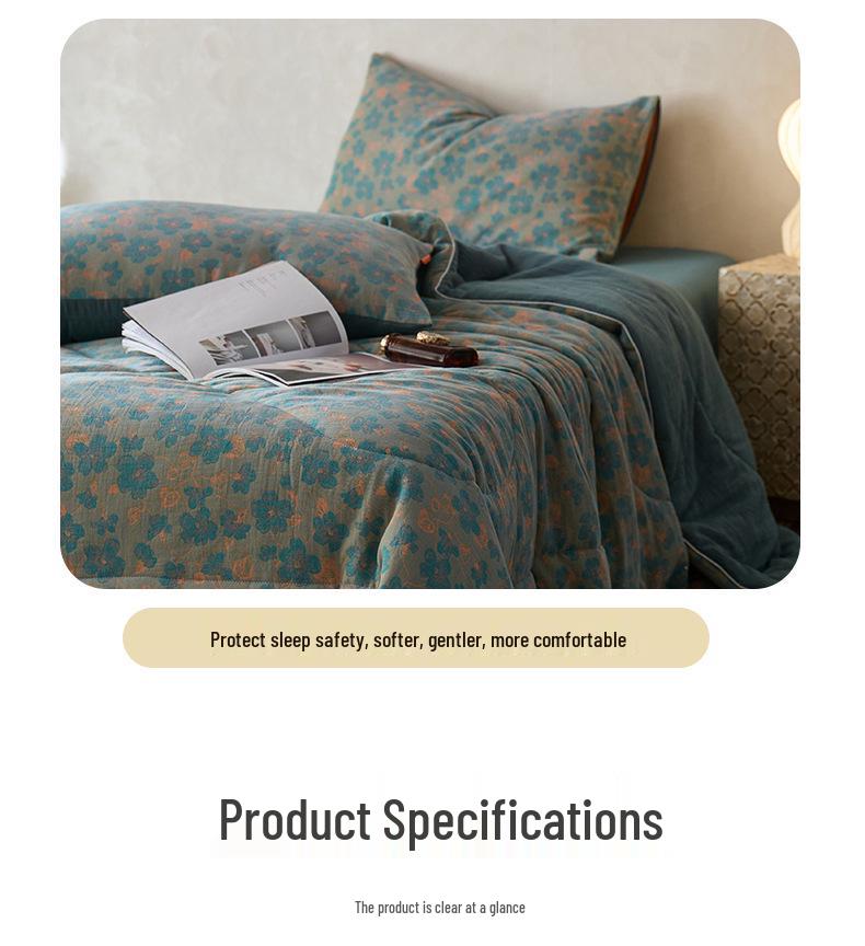 2026 A-Class Cotton Double Layer Jacquard Summer Quilt 4-Piece Set - Breathable, Non-Stuffy, Machine Washable Bedding