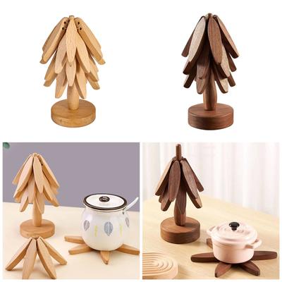 Heat Resistant Wood Trivet Mats Multipurpose Pots Holder and Coasters Hot Dishes Placemats Set Home Table Decoration