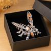 Futuristic Car Interior Ornament 3D Printed Articulated Bee Figurine, Flexible Joint Fidget Toy with Keychain, Mechanical Lightweight Art Statue