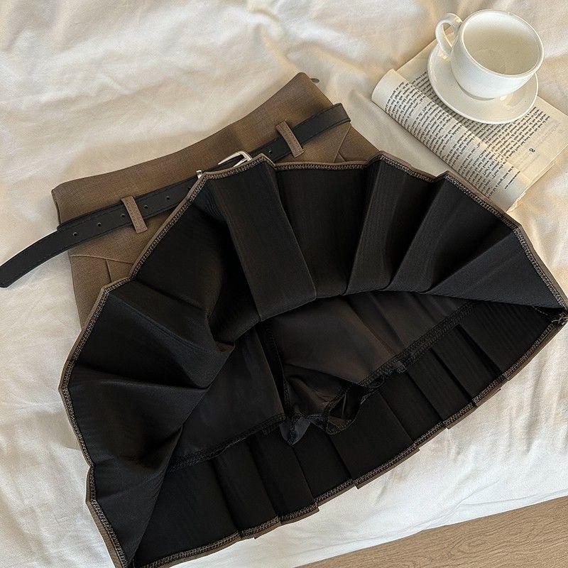 Korean Style Versatile A-Line Pleated Skirt for Women - Year-Round Casual & Slimming Fashion
