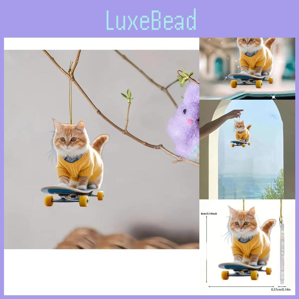 Unique Acrylic Flat Skateboard Cat Car Decoration Adorable Cartoon Style For Interior Charm
