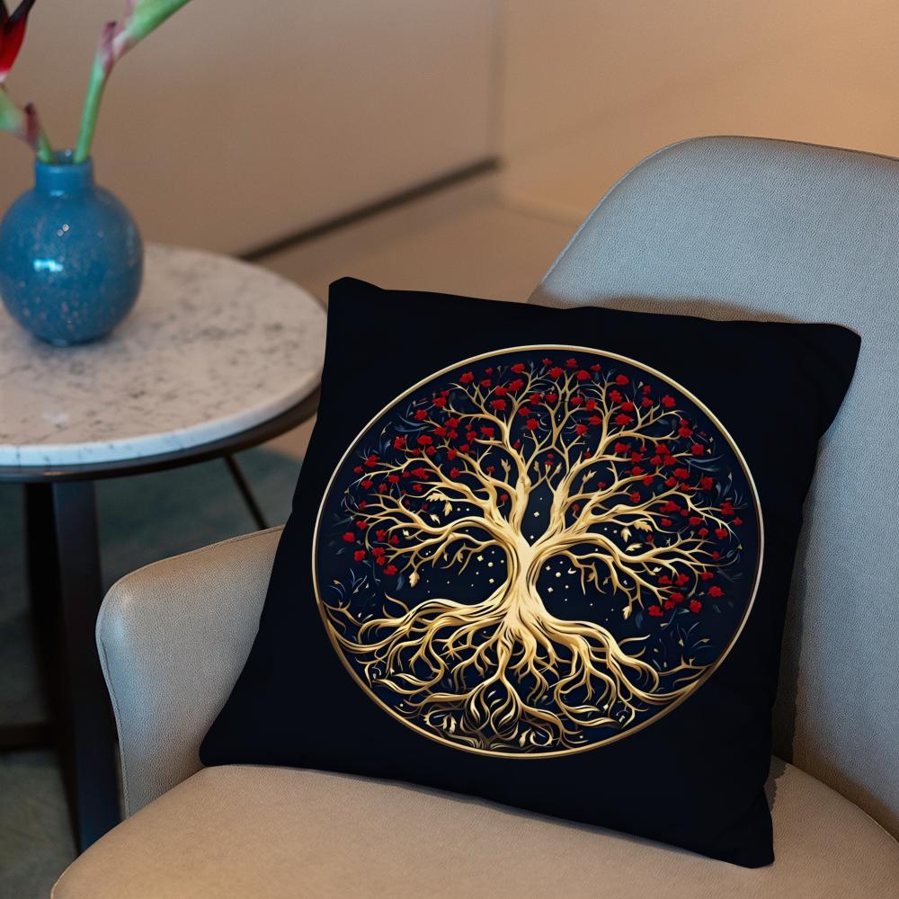Tree of Life Cushion Cover Plant Floral Cushion Cover 2-in-1 Reversible Plush Pillow Cover | Car/Sofa/Bed | Perfect Gift