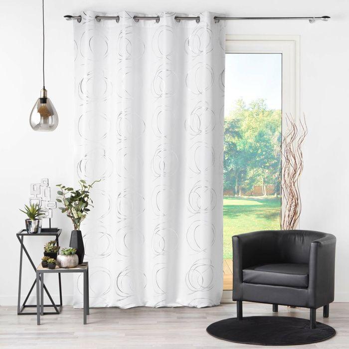 Rideau à oeillets - 140 x 260 cm - Polyester - Bully - Blanc