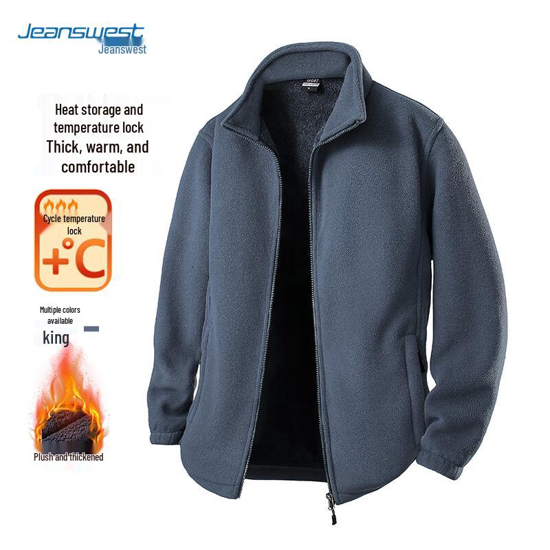 

JEANSWEST Men s Thickened Fleece Stand Collar Jacket L