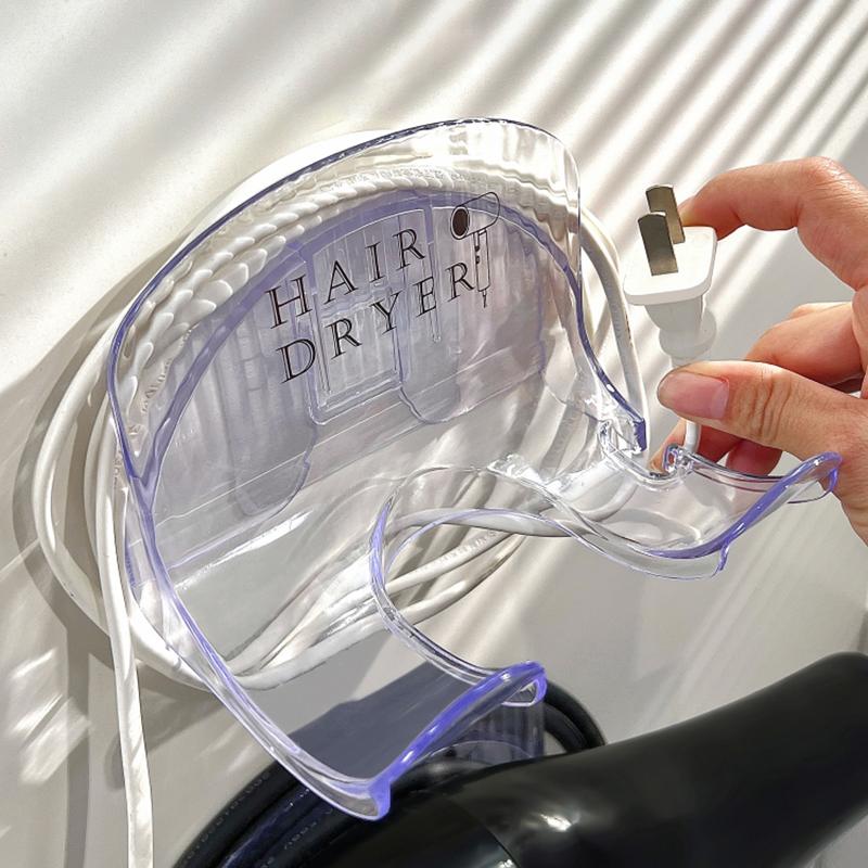 Držák na vysoušeč vlasů Nástěnná žehlička na vlasy Stojan na vlasy Koupelnový organizér Police Samolepící plastový úložný stojan