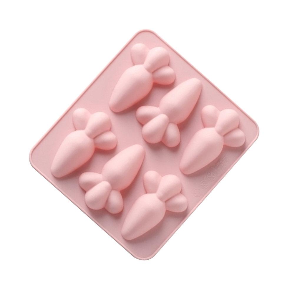 6-Cavity Carrot Cake Mold Silicone Baking Mold Pink Non-Stick DIY Cake Decorating Tool Fondant Chocolate Pudding Jelly Mould