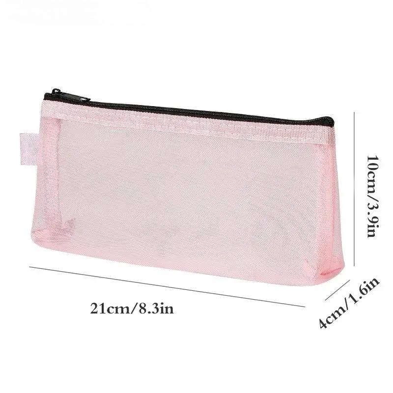 1Pc Simple Transparent Portable Mesh Pencil Case Office Storage Bag Student Pen Bag School Supplies Stationery Bag