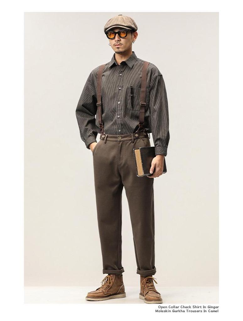 Pánské retro britské punkové vlněné volné ležérní kalhoty - Trendy kombinézy pro čtyři roční období