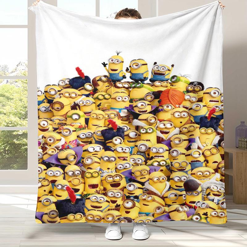 

Cute Minions cartoon Flannel Blanket,Ultra Soft Warm Plush Throw for Home Bedroom Bed Sofa Cover Camping Picnic gift kids 75x90cm