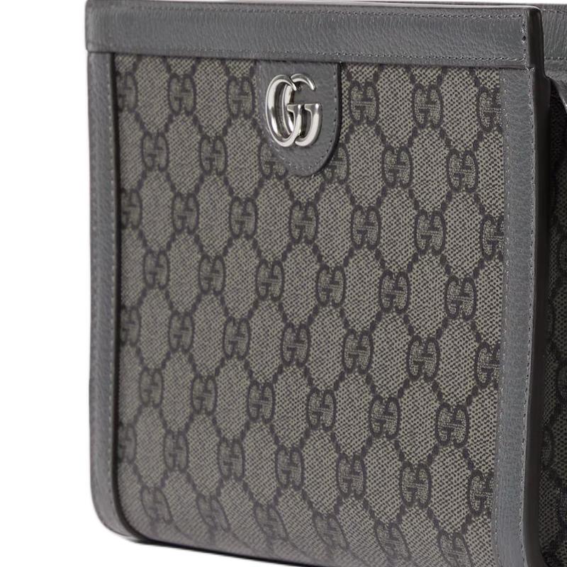 Gucci Ophidia Double G Logo Zipper Closure Supreme Canvas And Leather Trim Mini Shoulder Bag Men Bags Gray 795467-UULBN-1244